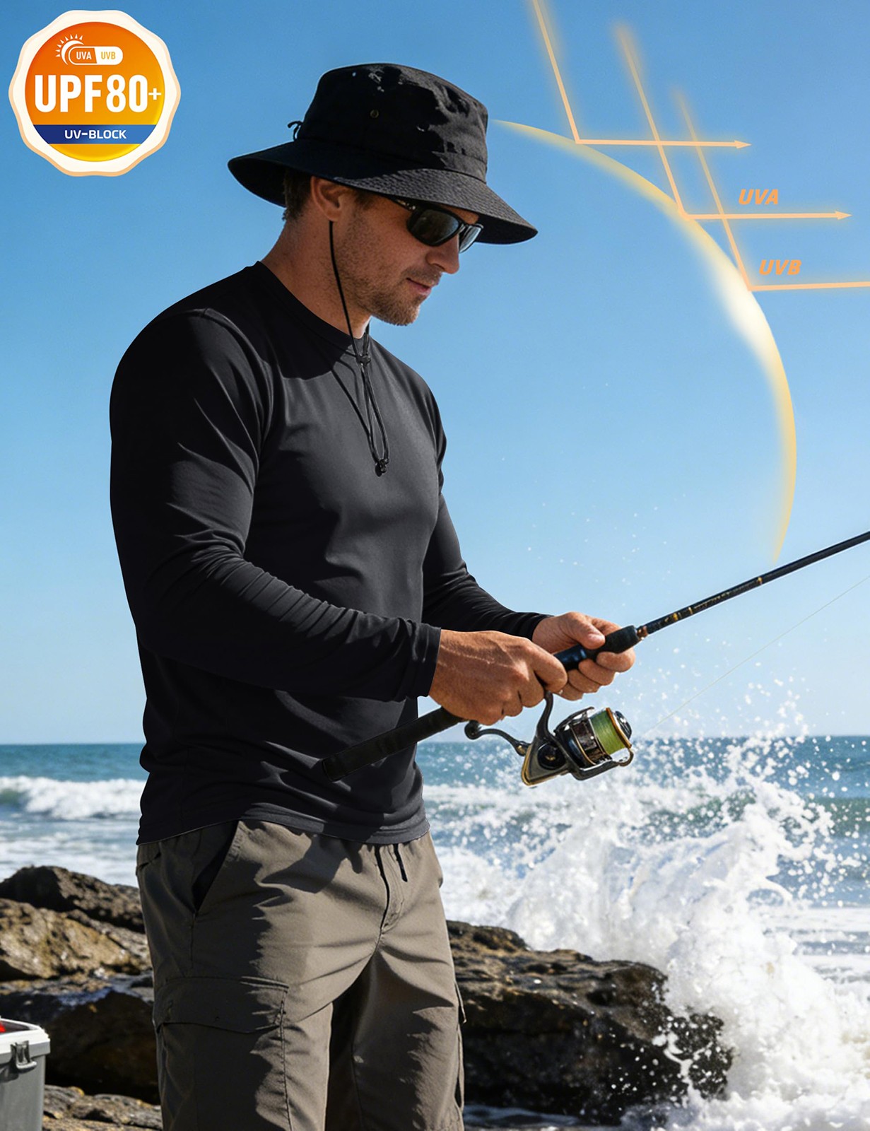 Men's Sun Protection T-Shirts UV SPF UPF 80+ Long Sleeve Rash Guard Fishing Tops gallery