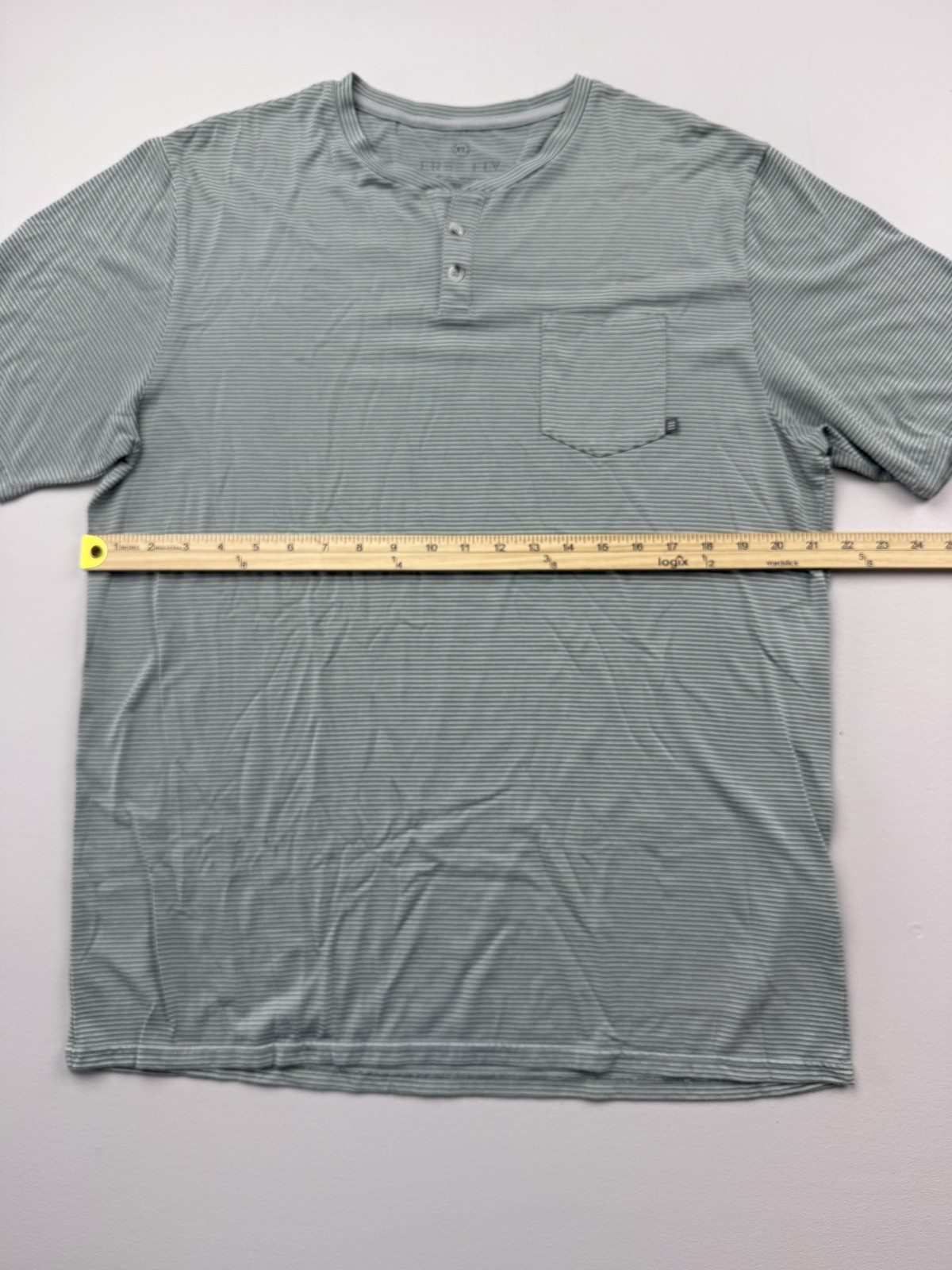 Free Fly Shirt Mens XL Gray Striped Bamboo Henley Pocket Tee Lightweight gallery