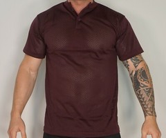 NEW MEN’S MAROON MESH 2 BUTTON SHIRT ADULT L