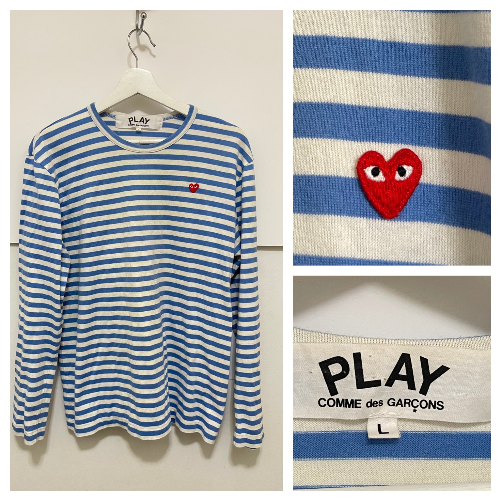 COMME des GARCONS PLAY Mariner Striped LS Tee Shirt Mens L (Fits Medium) Japan