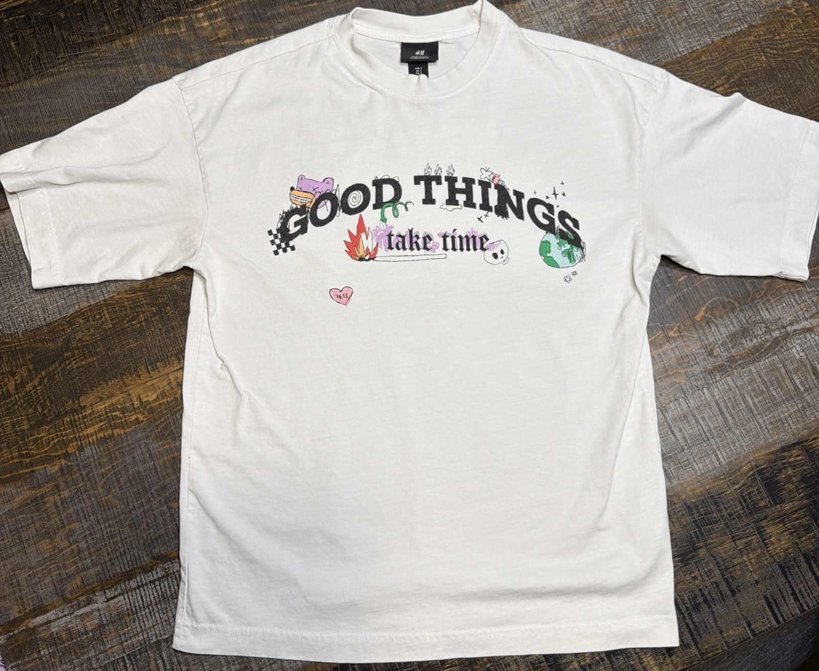 H&M Oversized Fit Men Small Good Things Take Time