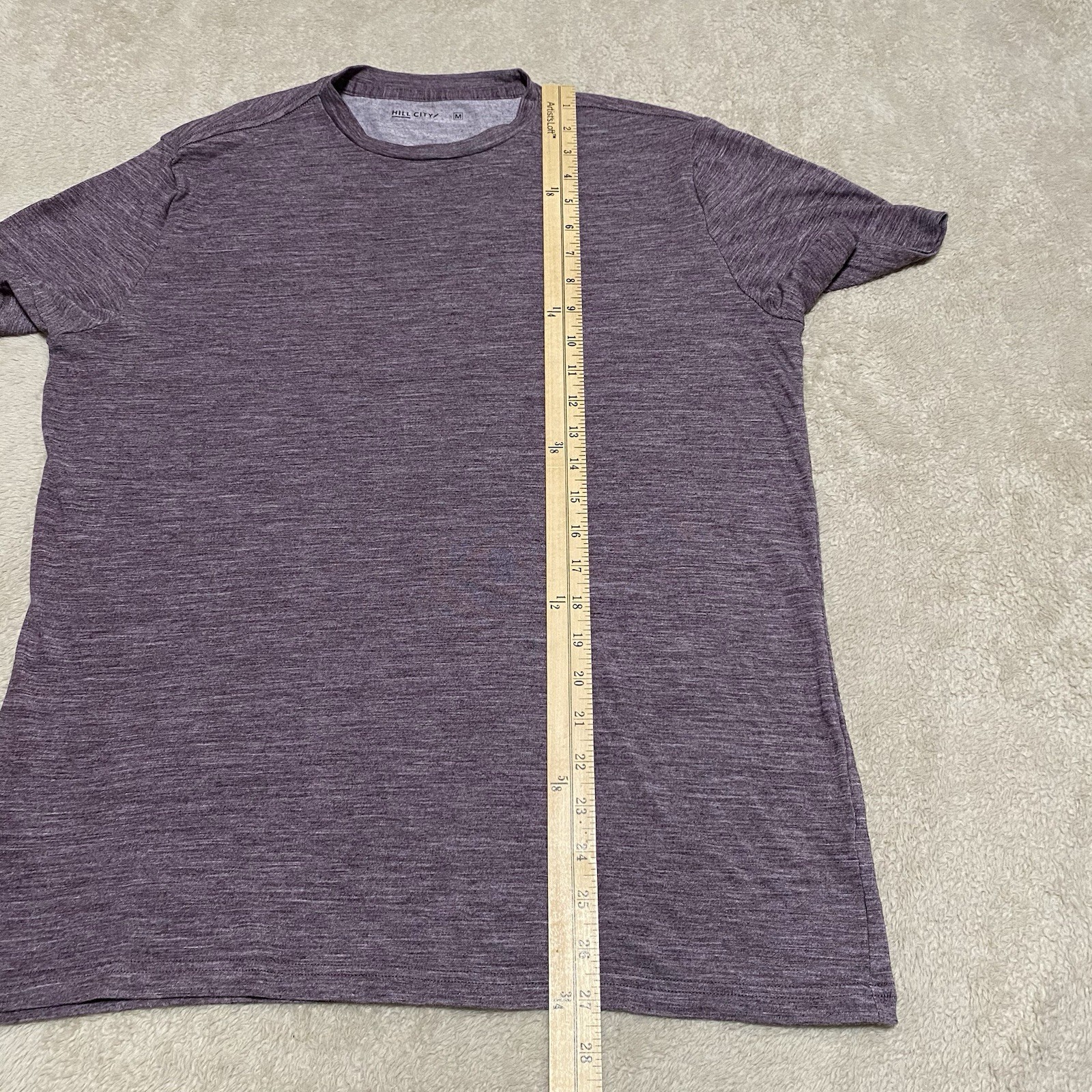 Hill City Merino Wool Blend T-Shirt Mens M Purple Crew Neck Short Sleeve Stretch gallery