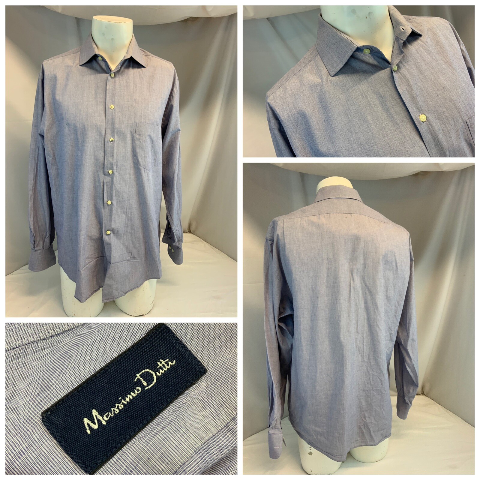 Massimo Dutti Shirt 15.5 34 Blue 100% Cotton Made in India YGI G0-67