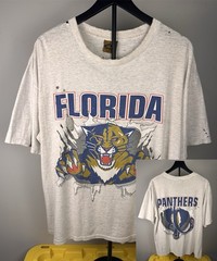 Panthers Single Stich 90’s Rare Vintage Shirt Nutmeg Size L NHL 24×27 Thrashed