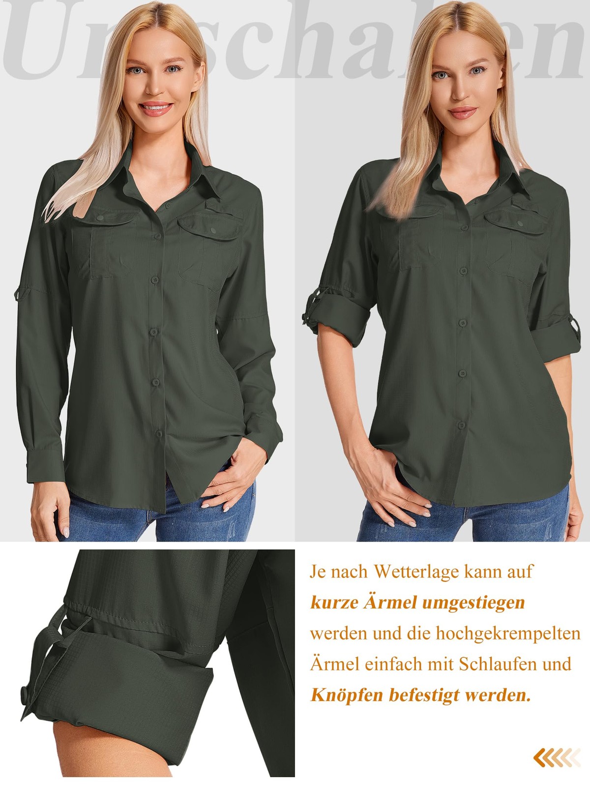 Shirt Womens UPF 50+ UV Protection Hiking Shirt Safari Clothing Ladies Outdoor Shirt Sch... gallery