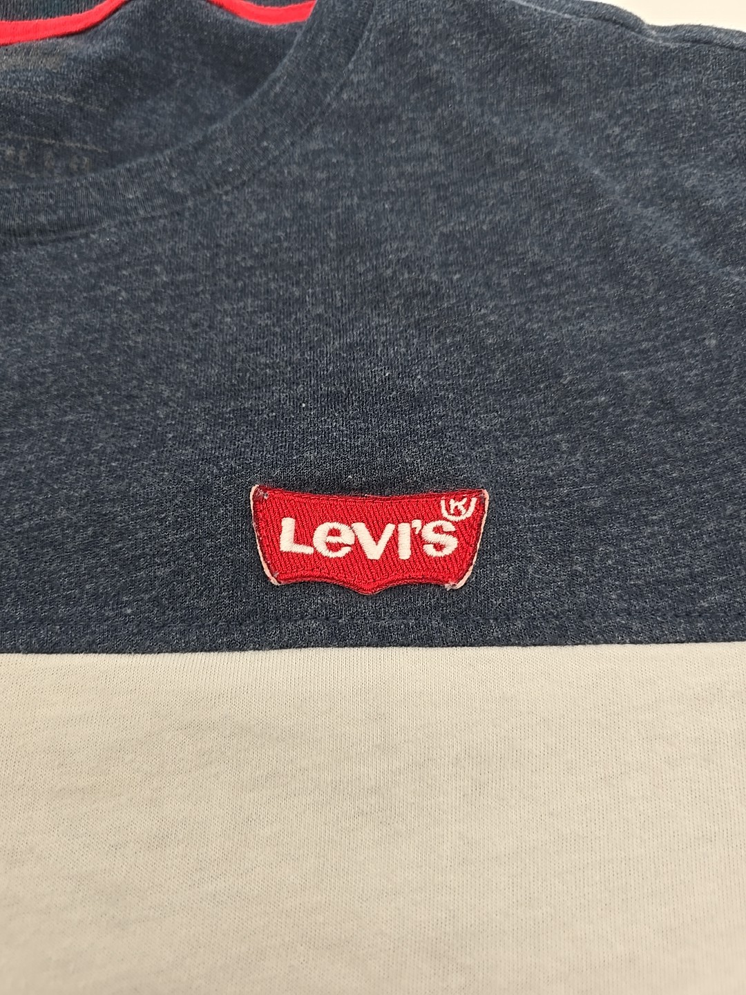 Levis T-Shirt Men Large Blue Logo Crewneck Striped Tee.#34463 gallery