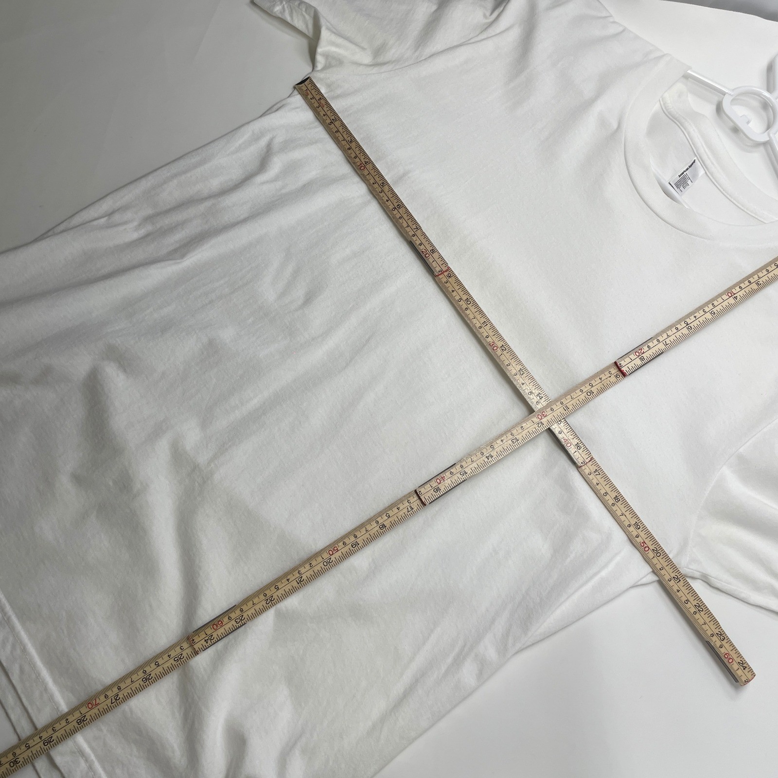 American Apparel White Crewneck T-Shirt Men Large 100% Combed Cotton Made in USA gallery