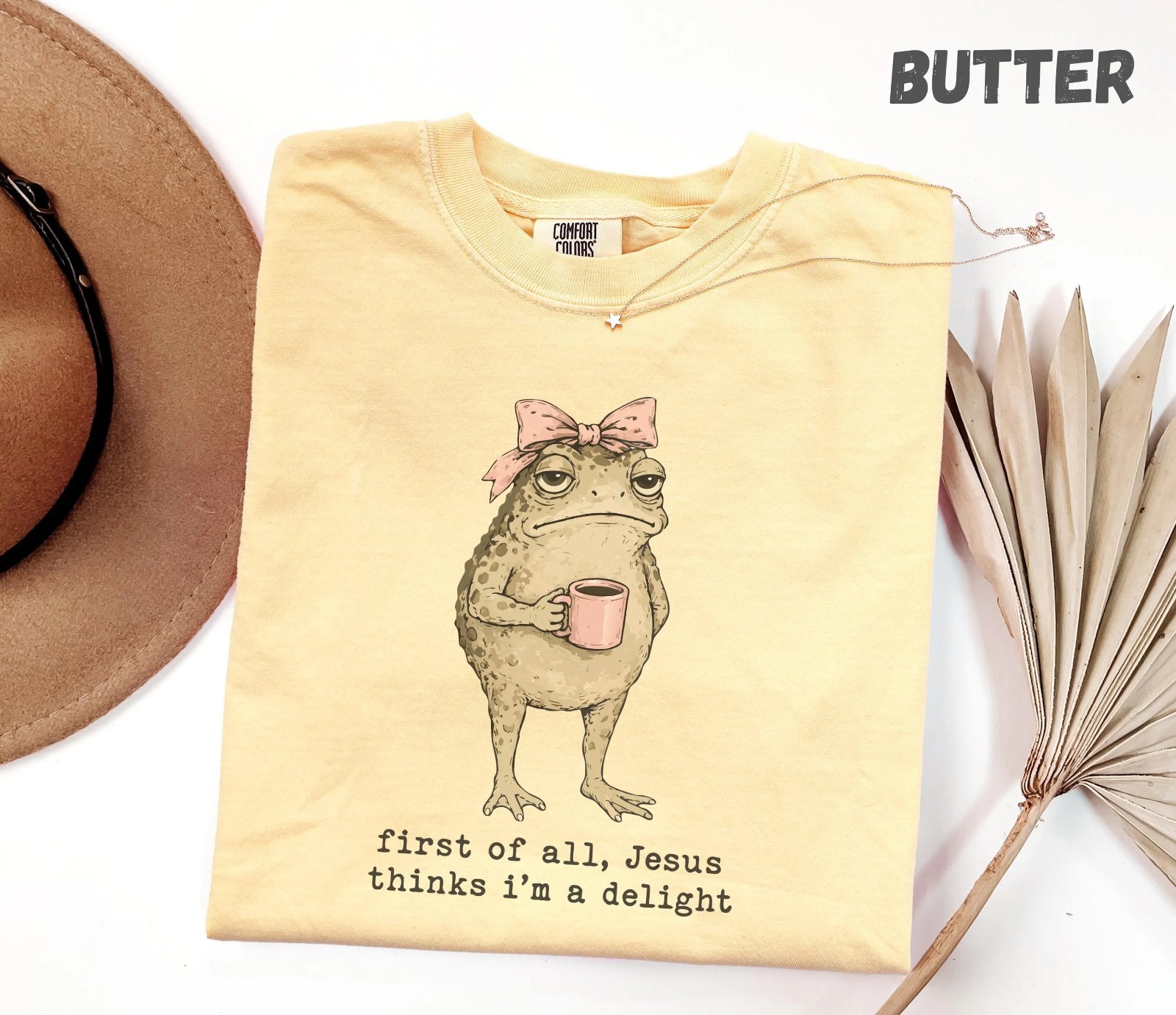 Christian Frog Shirt, Jesus Thinks I'm A Delight, Garment-dyed Tee T-Shirt gallery