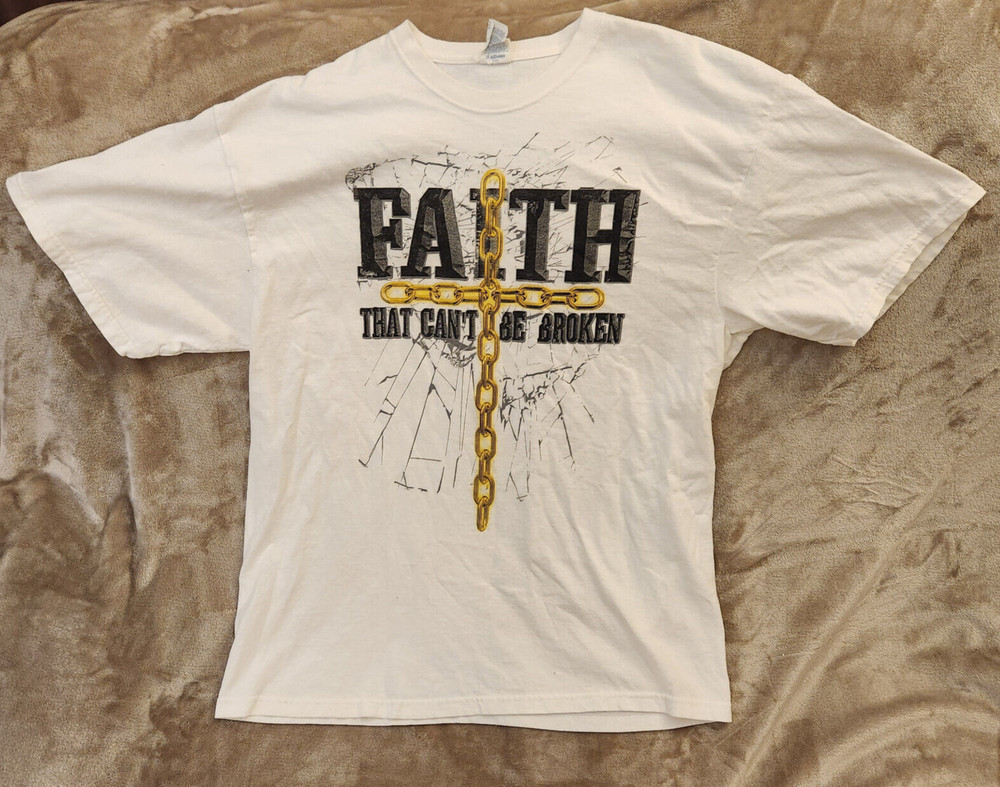 Faith That Can’t Be Broken – Cross Chain Graphic T-Shirt XL Delta Magnum Weight