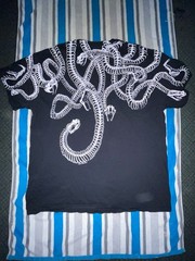 Liquid Blue Men’s Black Cotton Crew Neck T-Shirt, Skull & Snake Graphic Print,XL