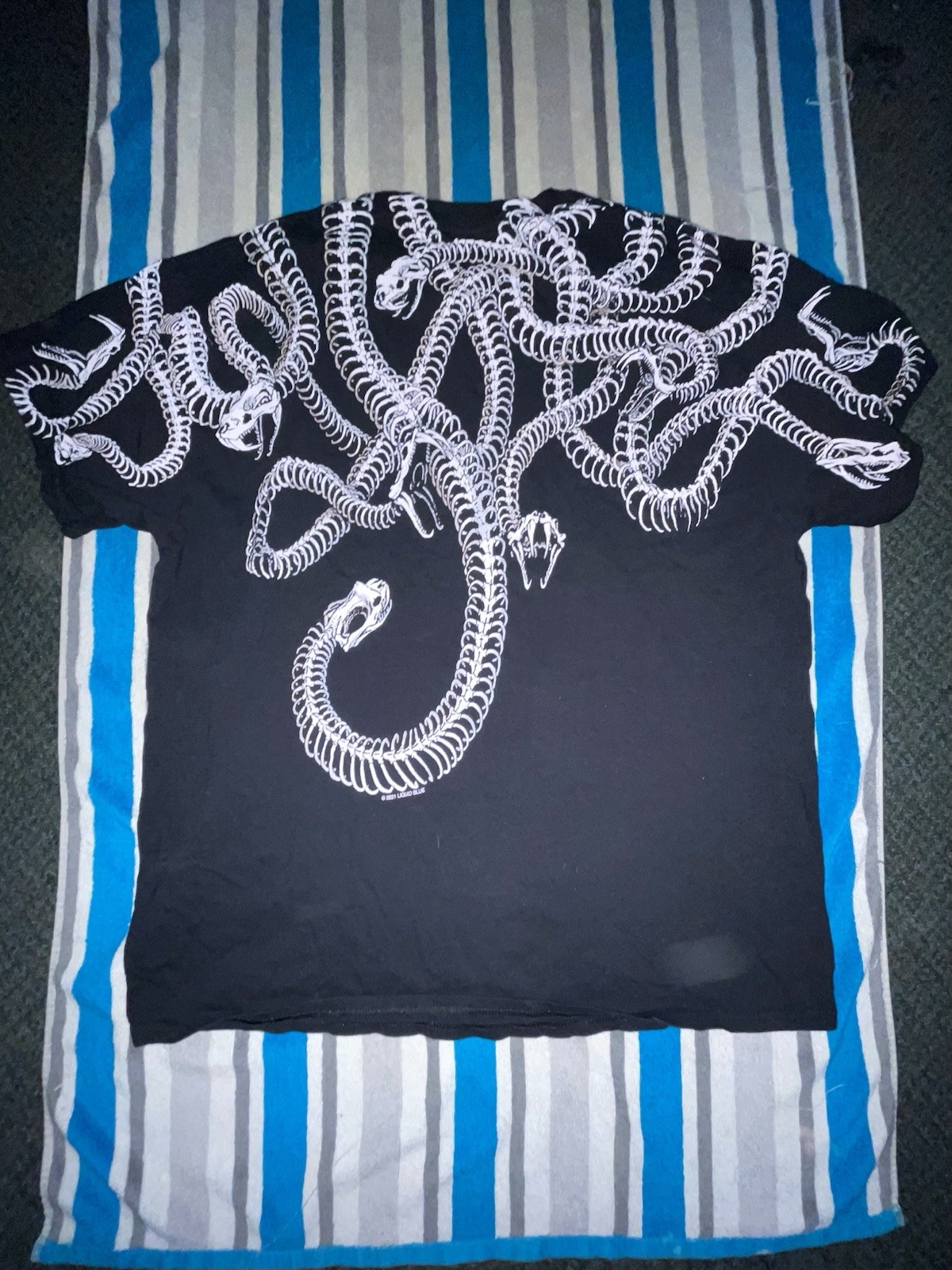 Liquid Blue Men's Black Cotton Crew Neck T-Shirt, Skull & Snake Graphic Print,XL gallery
