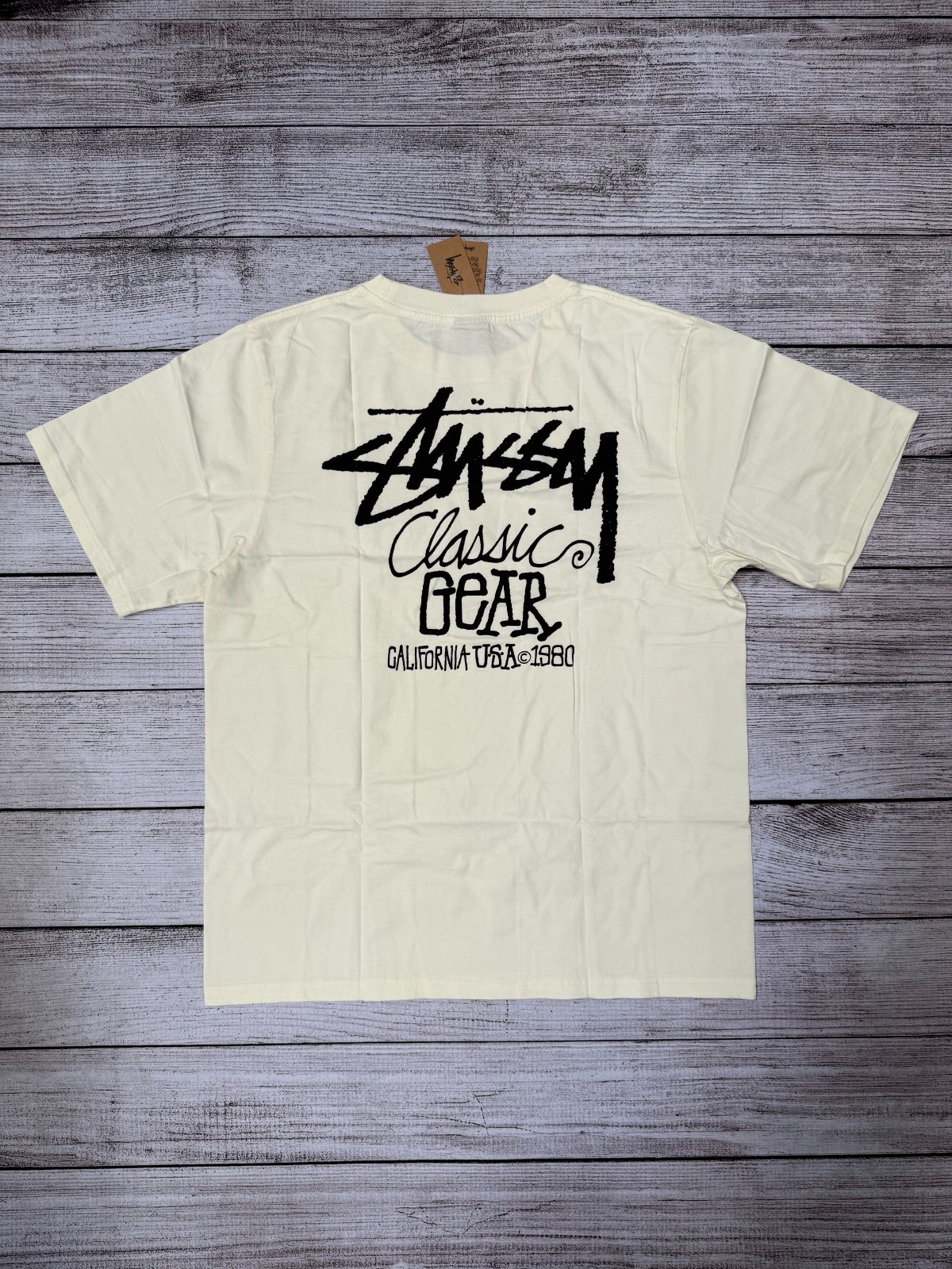 NEW Stussy Classic Gear Pigment Dyed Tee Natural Size S,M,L FREE SHIPPING