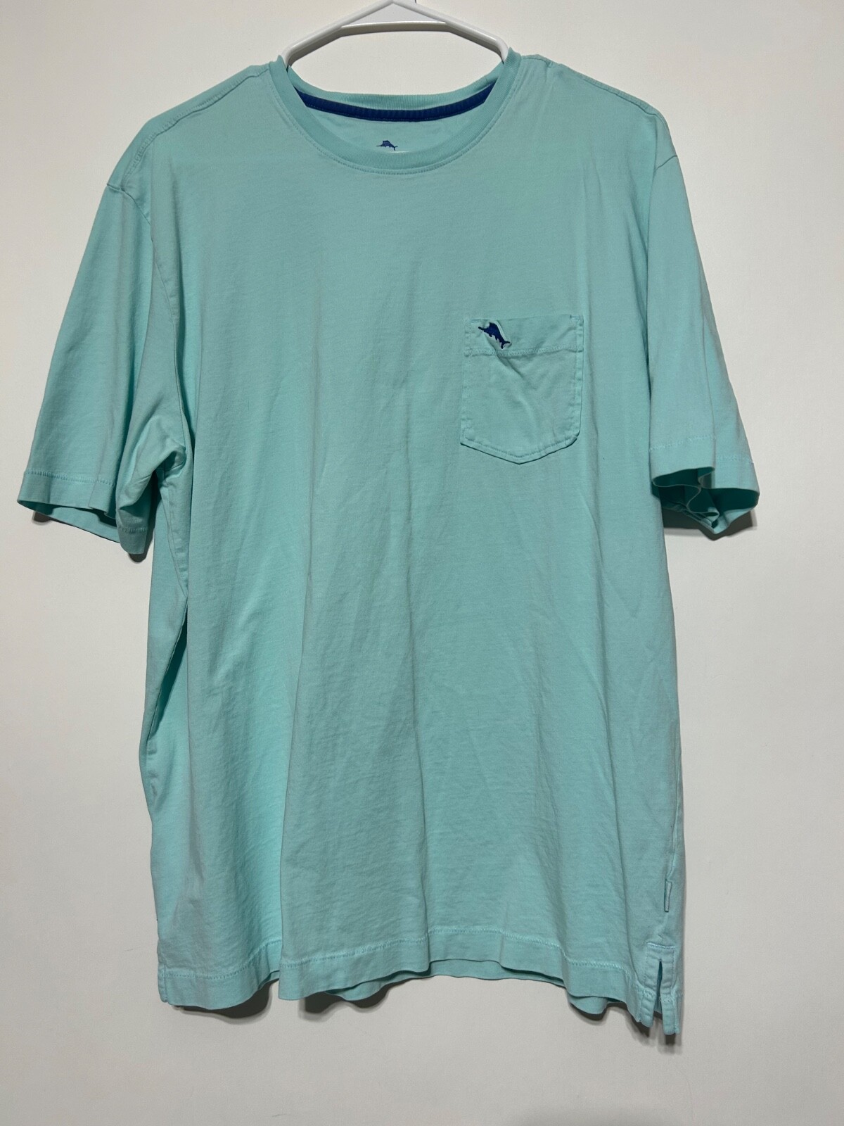 Tommy Bahama Men Size L Blue UPF 30 Pima Cotton Pocket Short Sleeve Shirt gallery