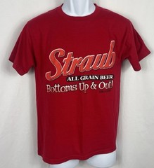 Vintage Straub Beer Double-Sided Graphic T-Shirt Men’s Small Bottoms Up & Out