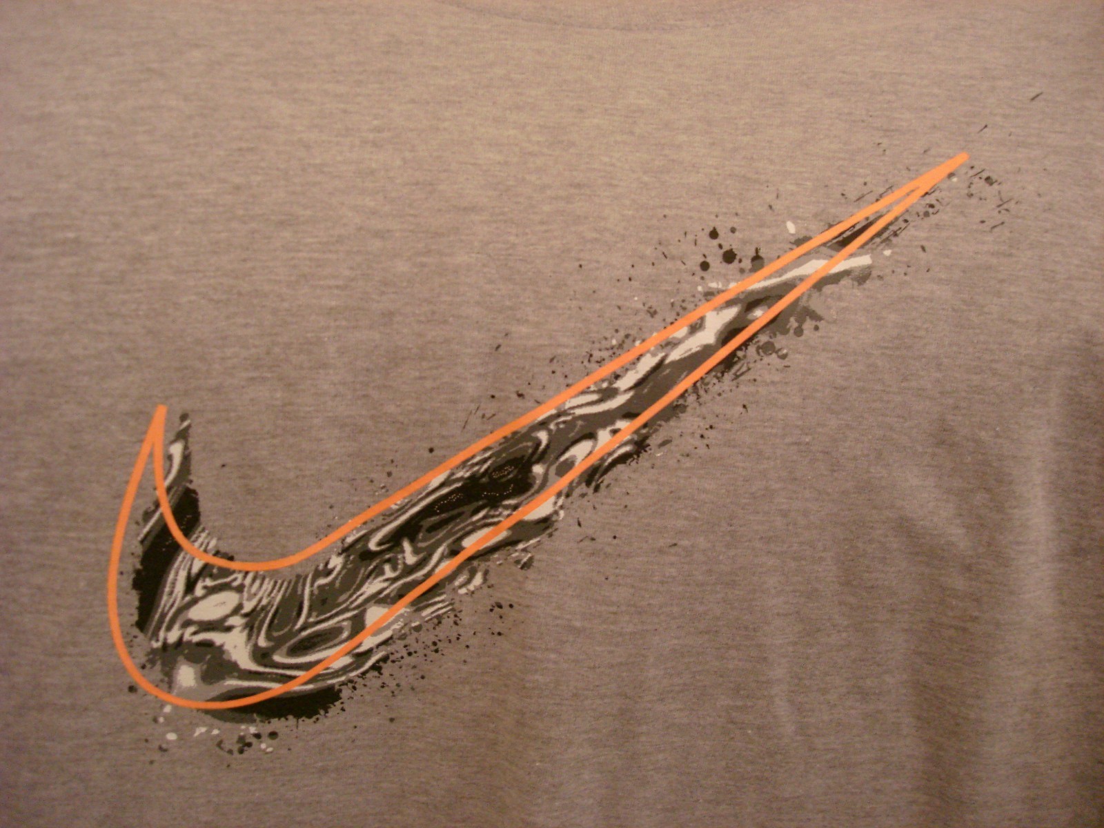 NEW WT MEN'S GRAY BLACK WHITE ORANGE SWOOSH NIKE ATHLETIC T-SHIRT NESS5669 S,M gallery