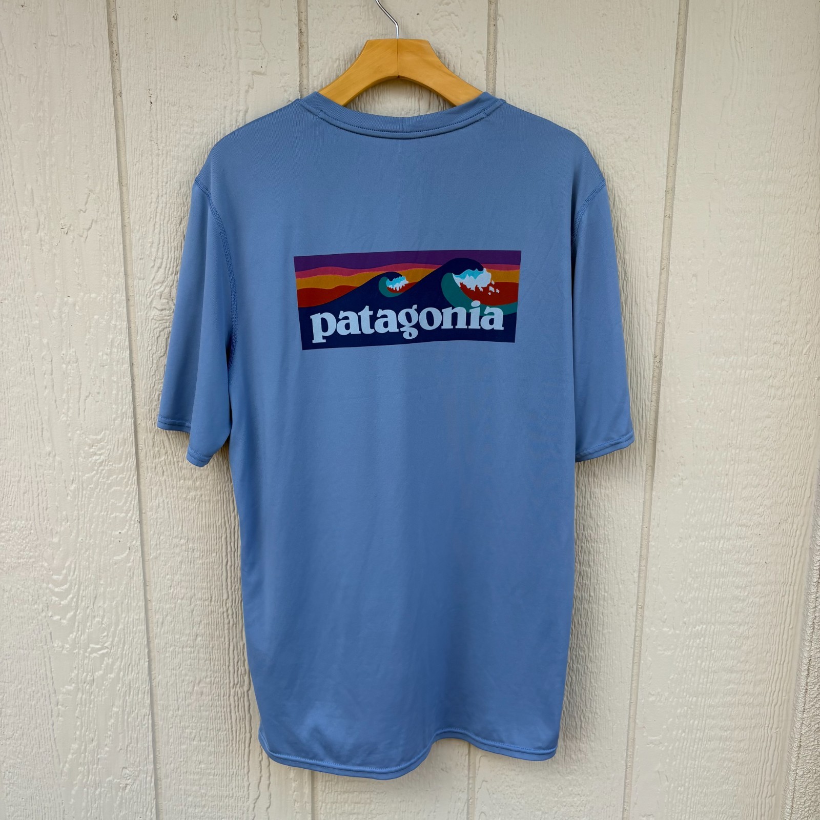 Patagonia RØ Sun Shirt Men's Small Railroad Blue UPF Beach Surf Outdoor Summer gallery