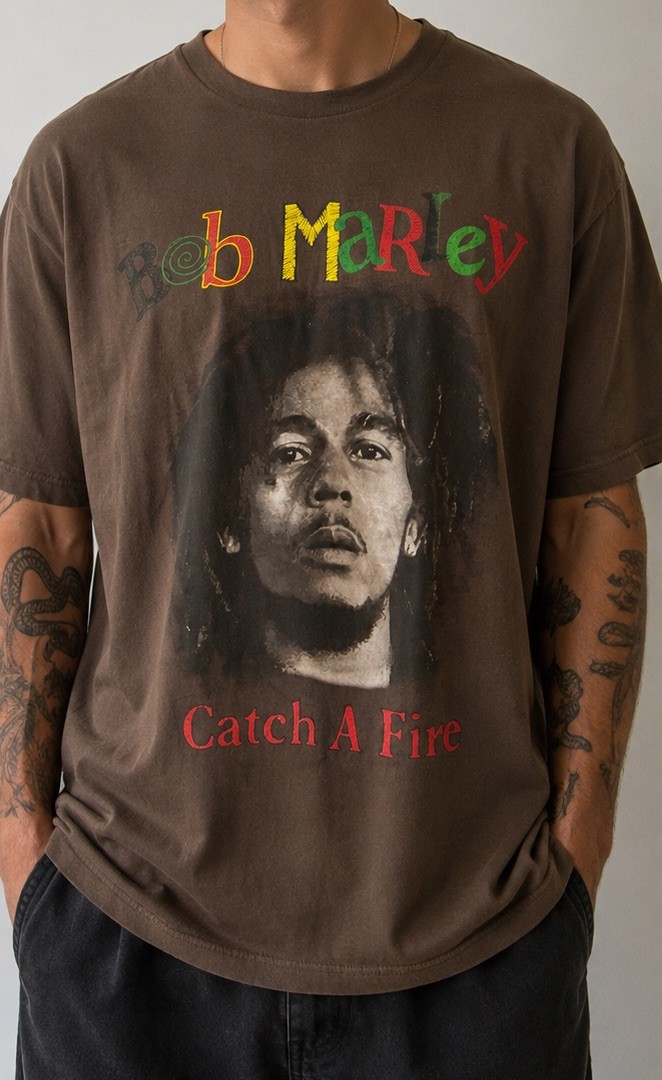 Bob Marley Catch A Fire T-Shirt XL Zion Rootswear Licensed Graphic Tee gallery