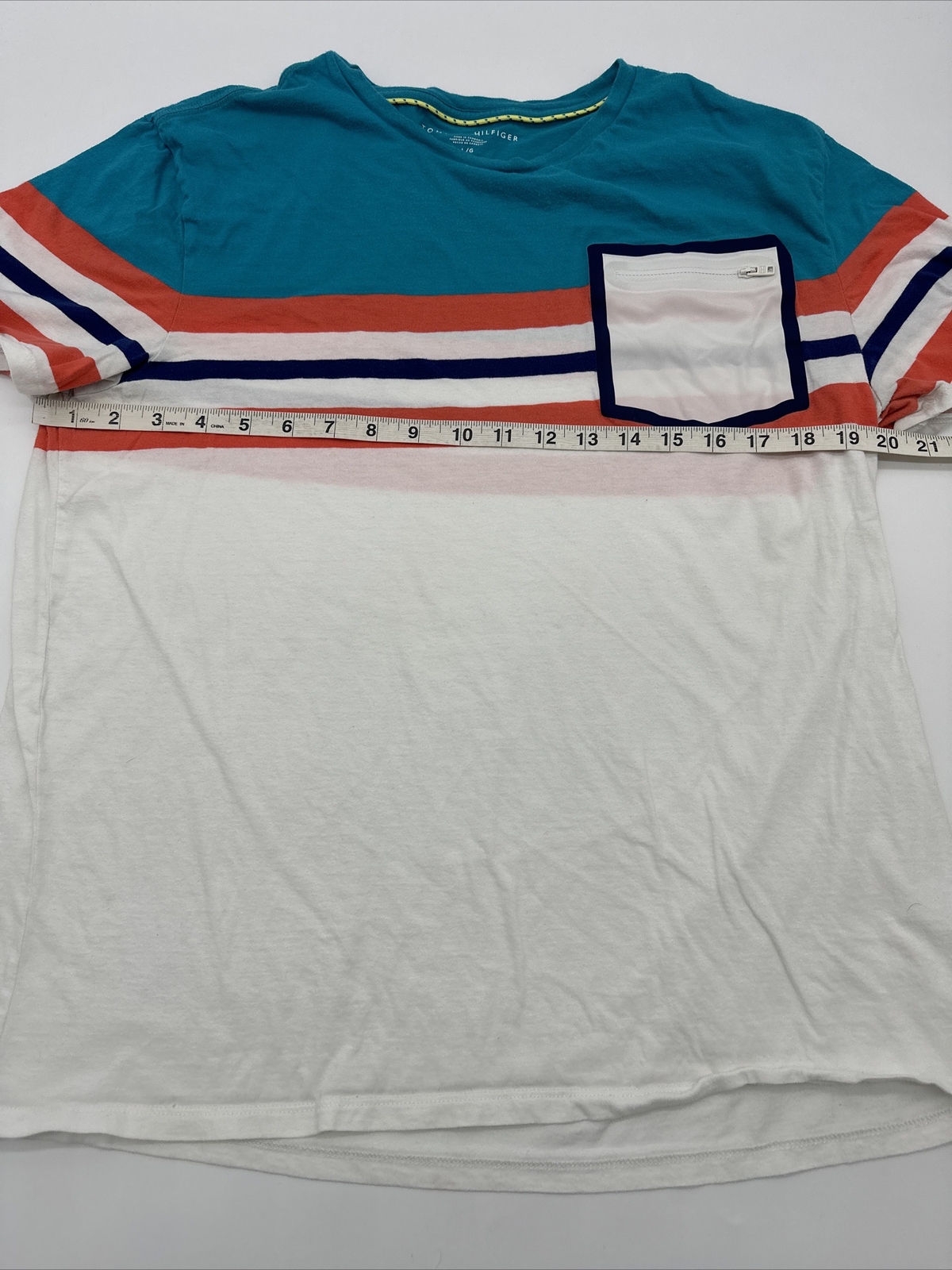 Tommy Hilfiger T-Shirt Men Large Striped Pockets Zipper…#3998 gallery