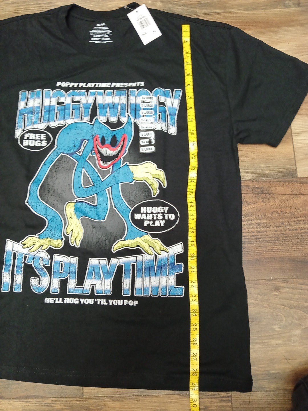 Poppy Playtime Huggy Wuggy "It's Time To Play" Free Hugs - Blk Unisex Shirt- XL gallery