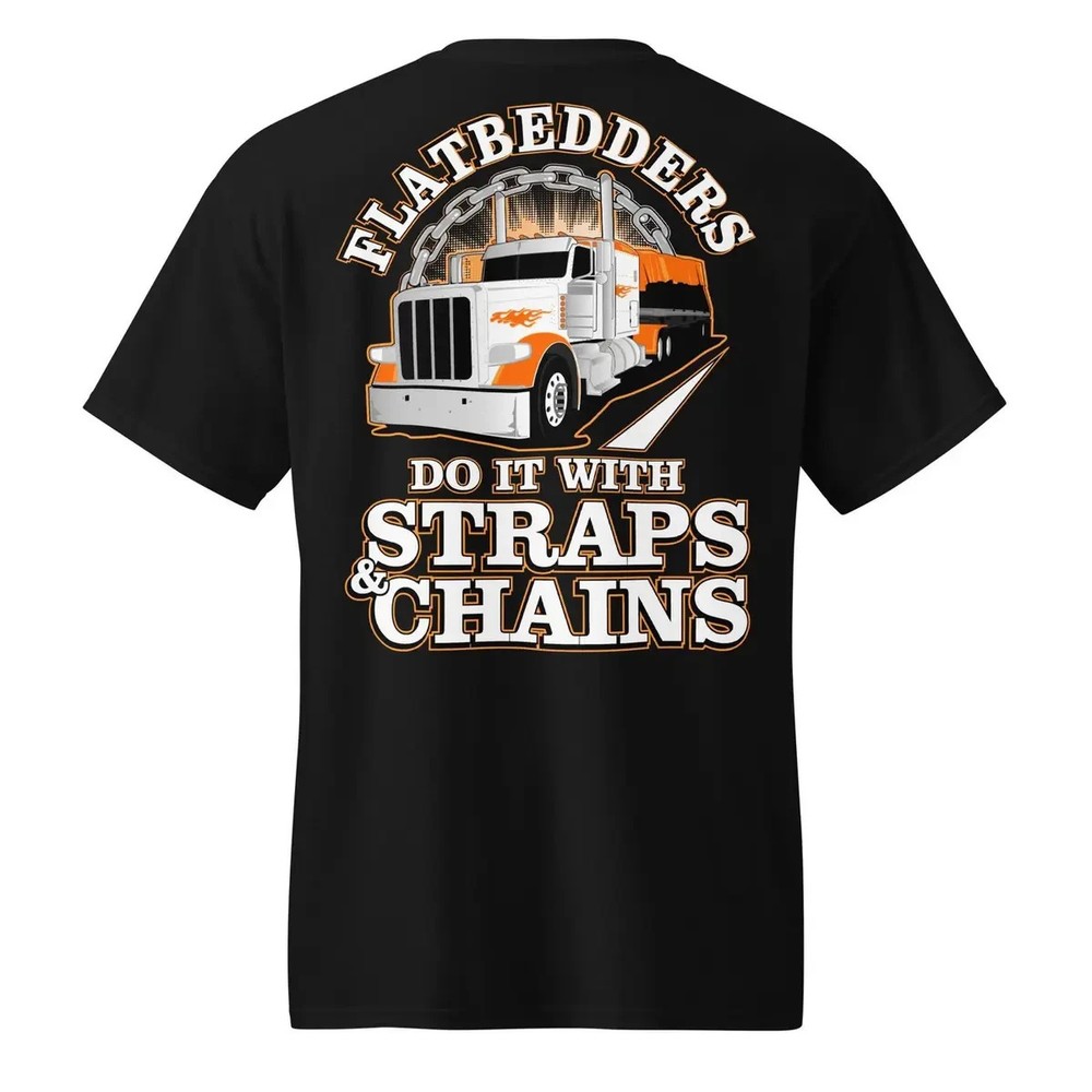Flatbedders Straps & Chains Trucker T-Shirt Flatbed Semi Tee