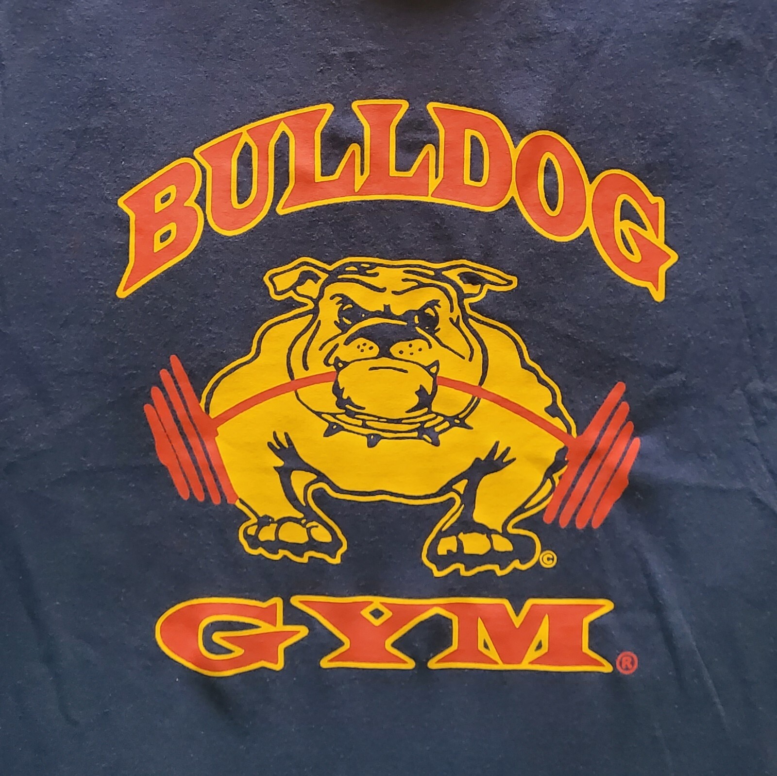 Bulldog Gym Old School Bodybuilding Workout Muscle Navy / Gold Ringer T-Shirt gallery
