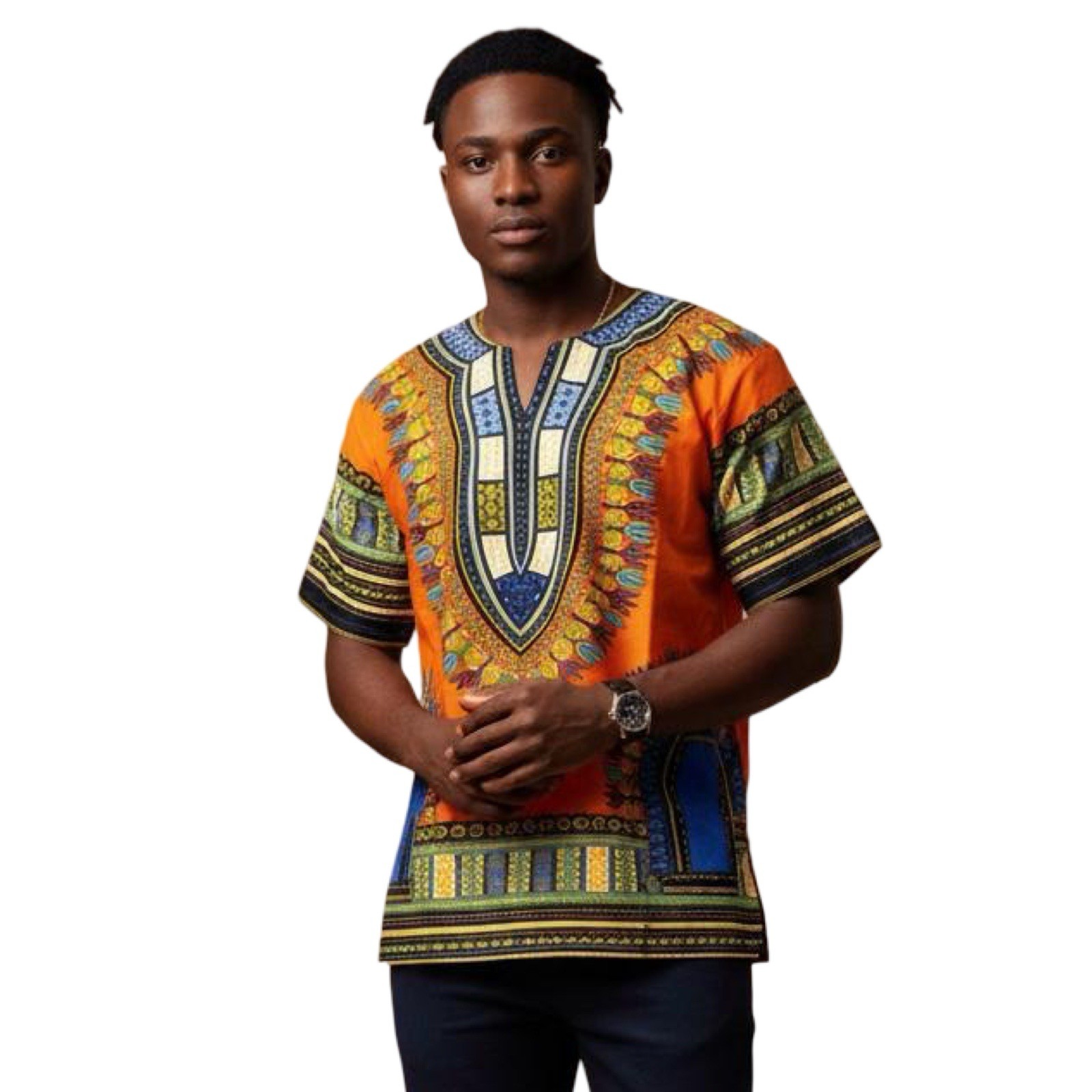 #1 Best Quality Unisex African Bright Dashiki 100%Cotton Shirt Variety Colors. gallery