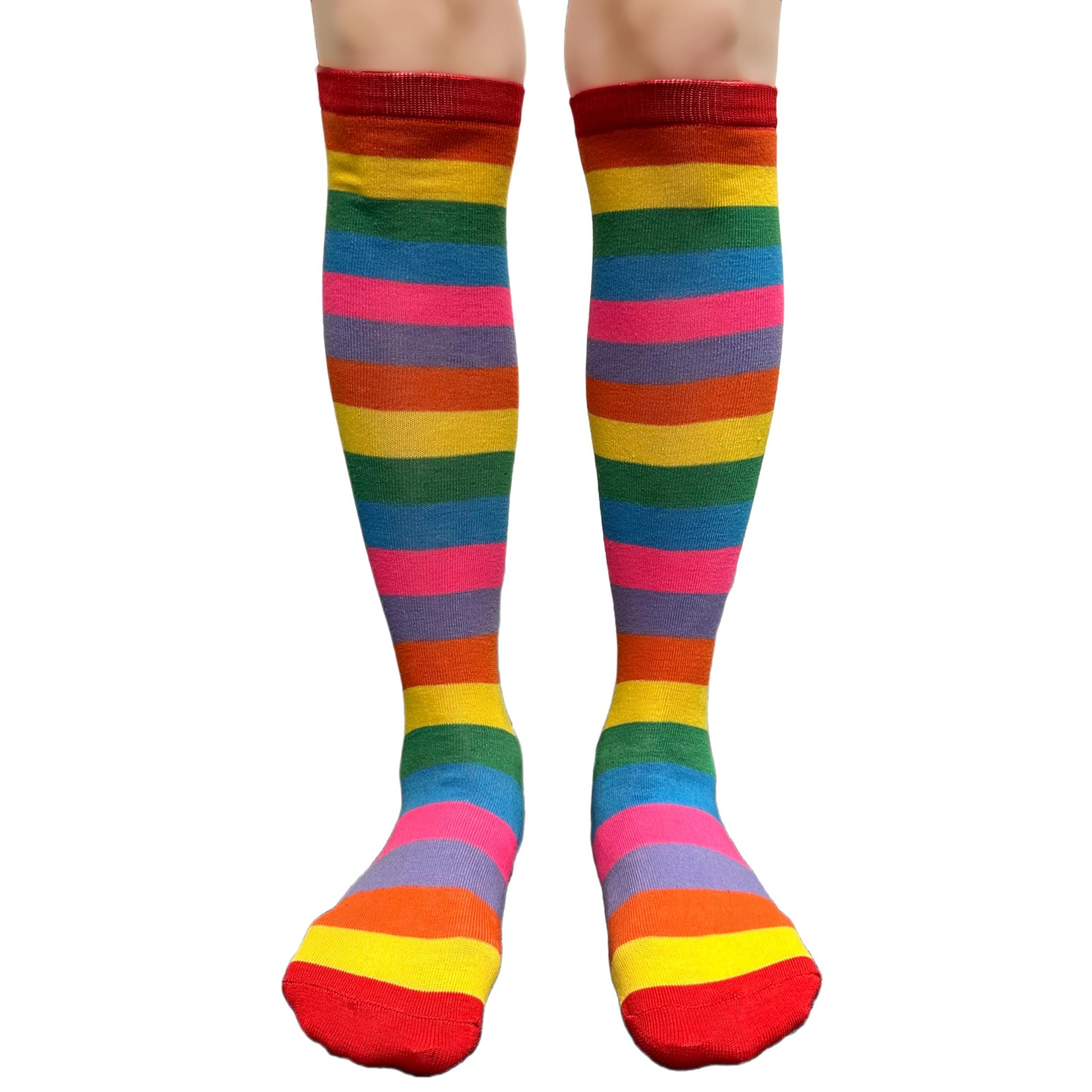 1 Pair Women Cotton Striped Activewear Knee-High Socks Tube Long Stretch gallery