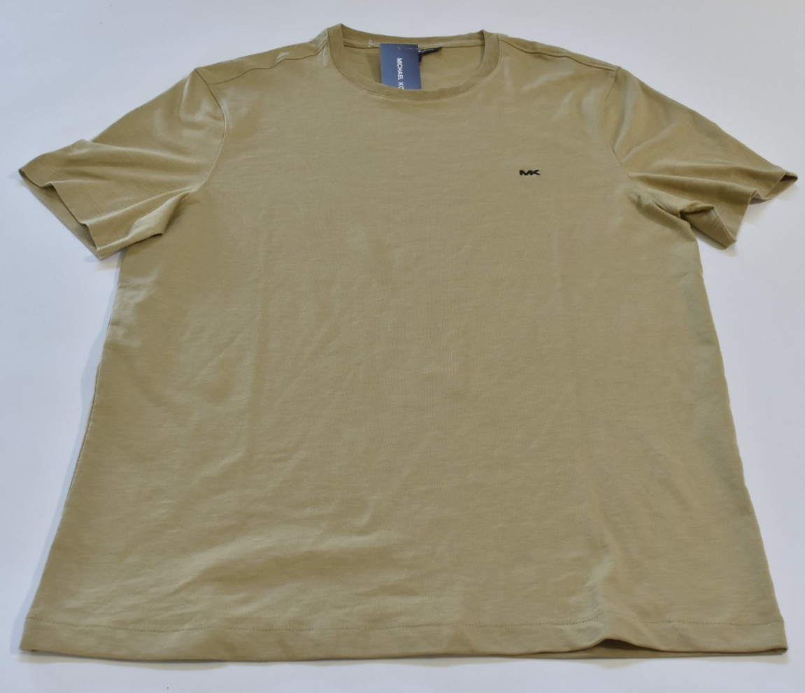 Michael Kors Men's Tee Shirt Size M Sand Brown - Textured Fabric - Contrast Logo gallery