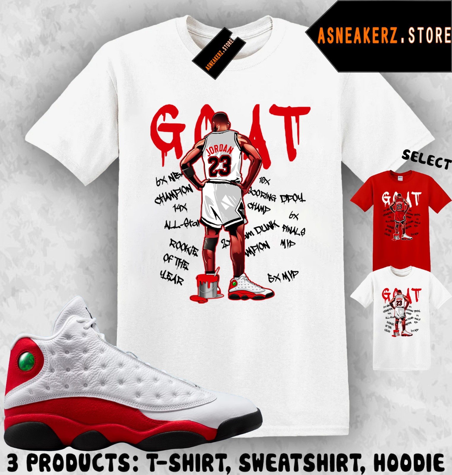 Tee Shirt Matching AJ 13 Chicago 2026 To Match Sneaker MJ Goat T-Shirt gallery