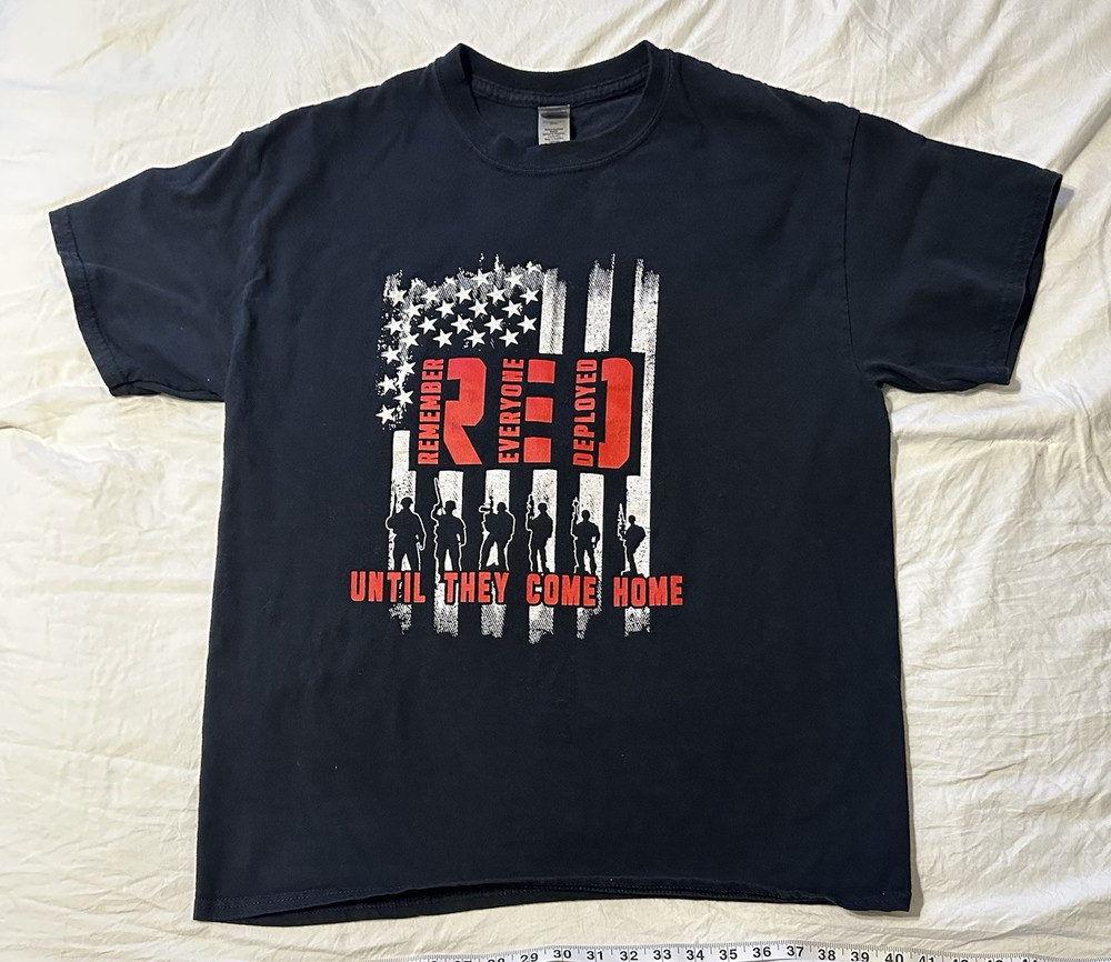 Remember Everyone Deployed Patriotic Tribute American Veteran Tshirt Adult sz L