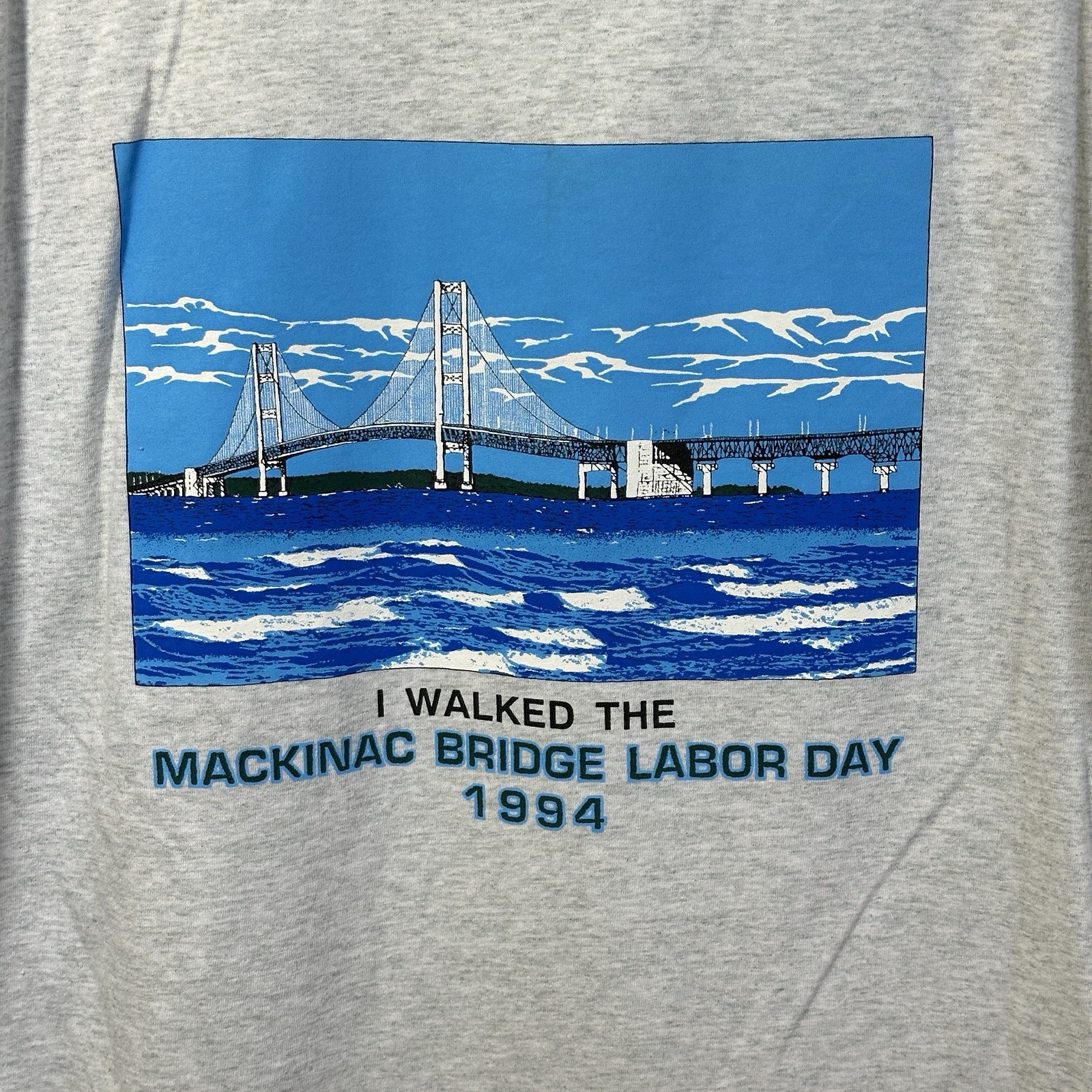 Vintage Single Stitch I Walked the Mackinac Bridge Labor Day 1994 XL T-Shirt Mi. gallery