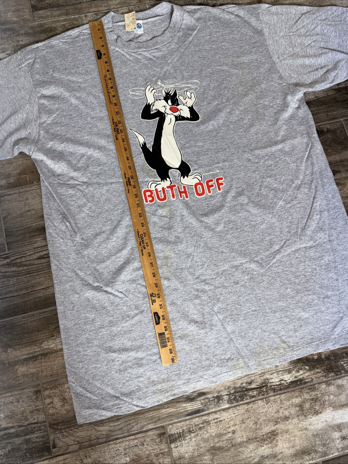 Vtg 80s Artex Warner Bros. Looney Tunes Sylvester Buth Off T Shirt Gray OS USA gallery