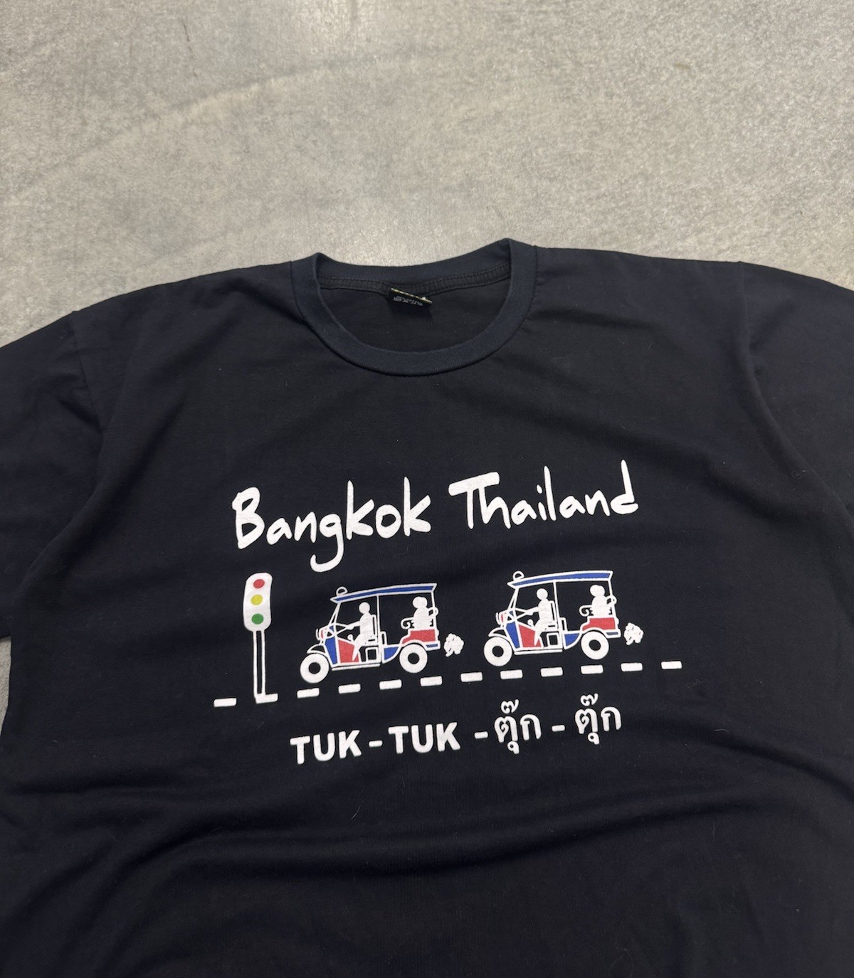 Men’s Bangkok Thailand Tuk-Tuk Graphic Print T-Shirt Black Cotton Jersey M gallery