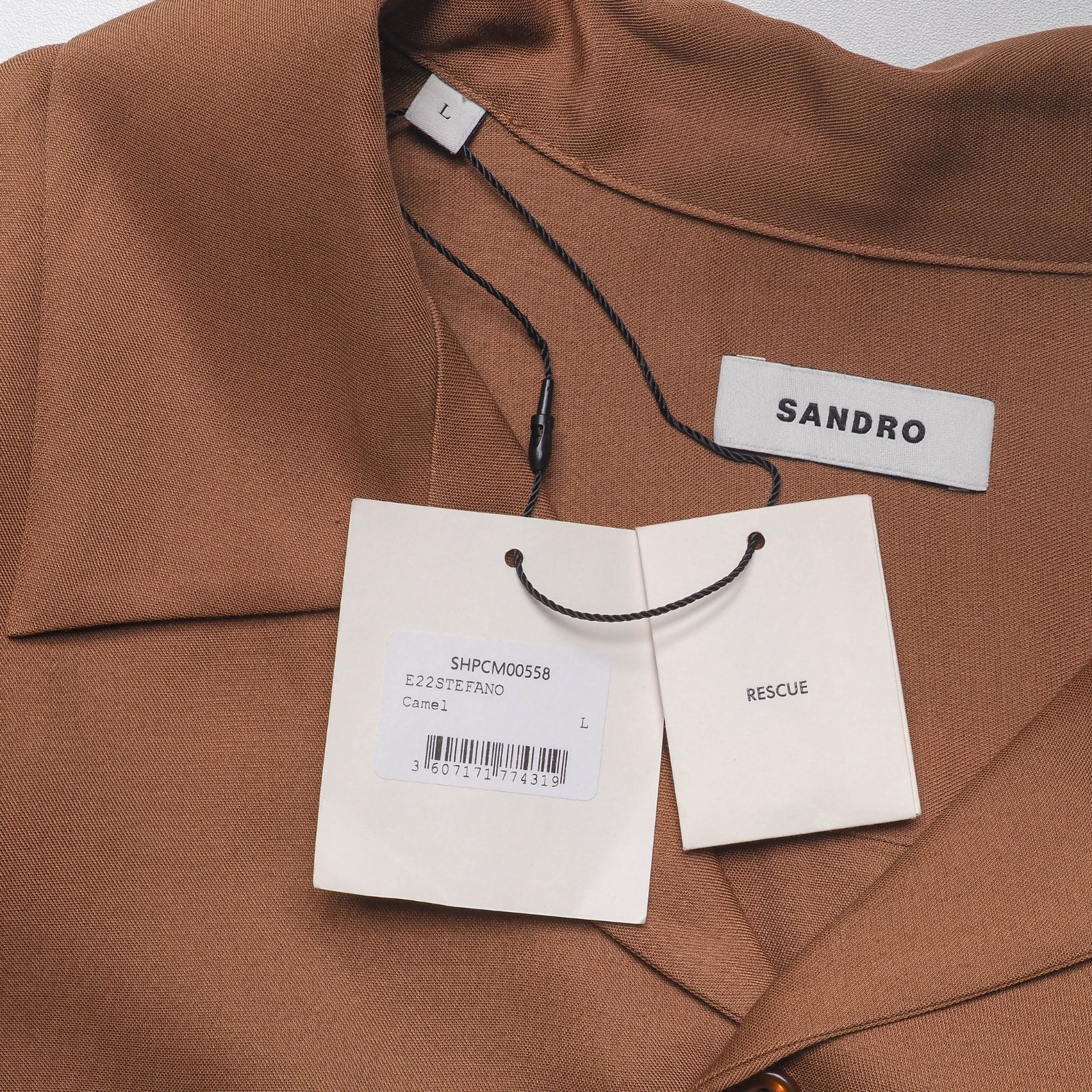 Sandro Paris shirt brown size L men's long sleeve shirt lyocell viscose shpcm00558 gallery