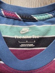 Nike The Nike Tee Men’s Multicolor Striped Logo Crew Neck Tee Size L
