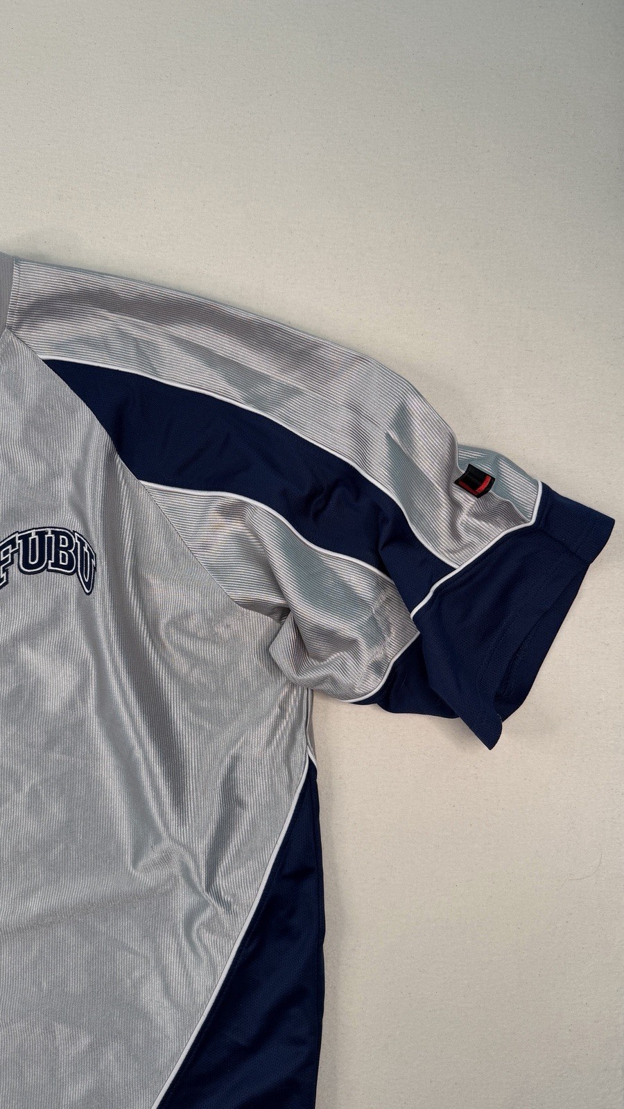 Vintage FUBU Sports Jersey XXL Grey Navy Mesh Y2K Hip Hop Streetwear Shirt gallery