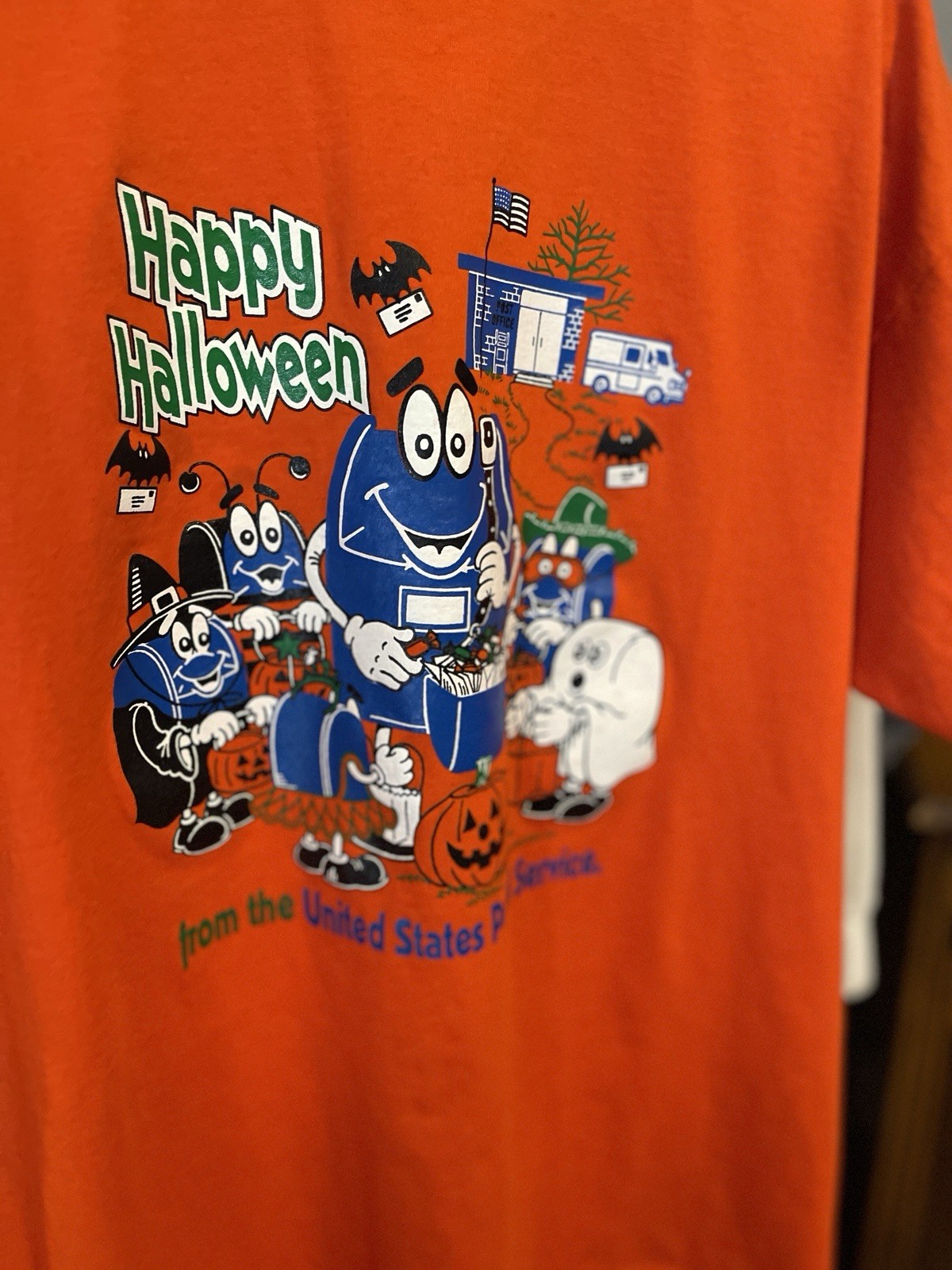 Vintage Hanes Heavyweight 50/50 Orange Halloween USPS Eagle Men's XL gallery