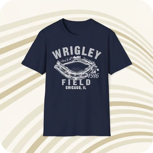 Throwbackmax Wrigley Field 1916 Classic Cut Baseball T-Shirt – Chicago Cubs