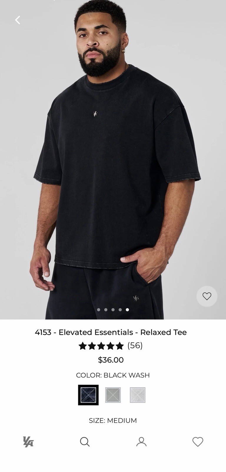 Youngla 4153 - Elevated Essentials - Relaxed Tee Medium Black Wash SOLD OUT gallery