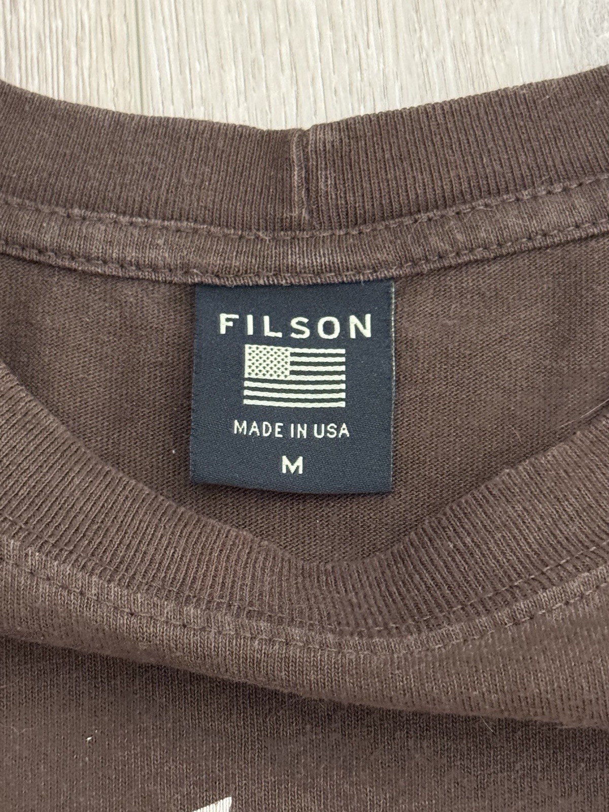 Filson Pioneer Sportsman Tee M Coffee Brown Canoe Fishing Graphic Shirt USA gallery