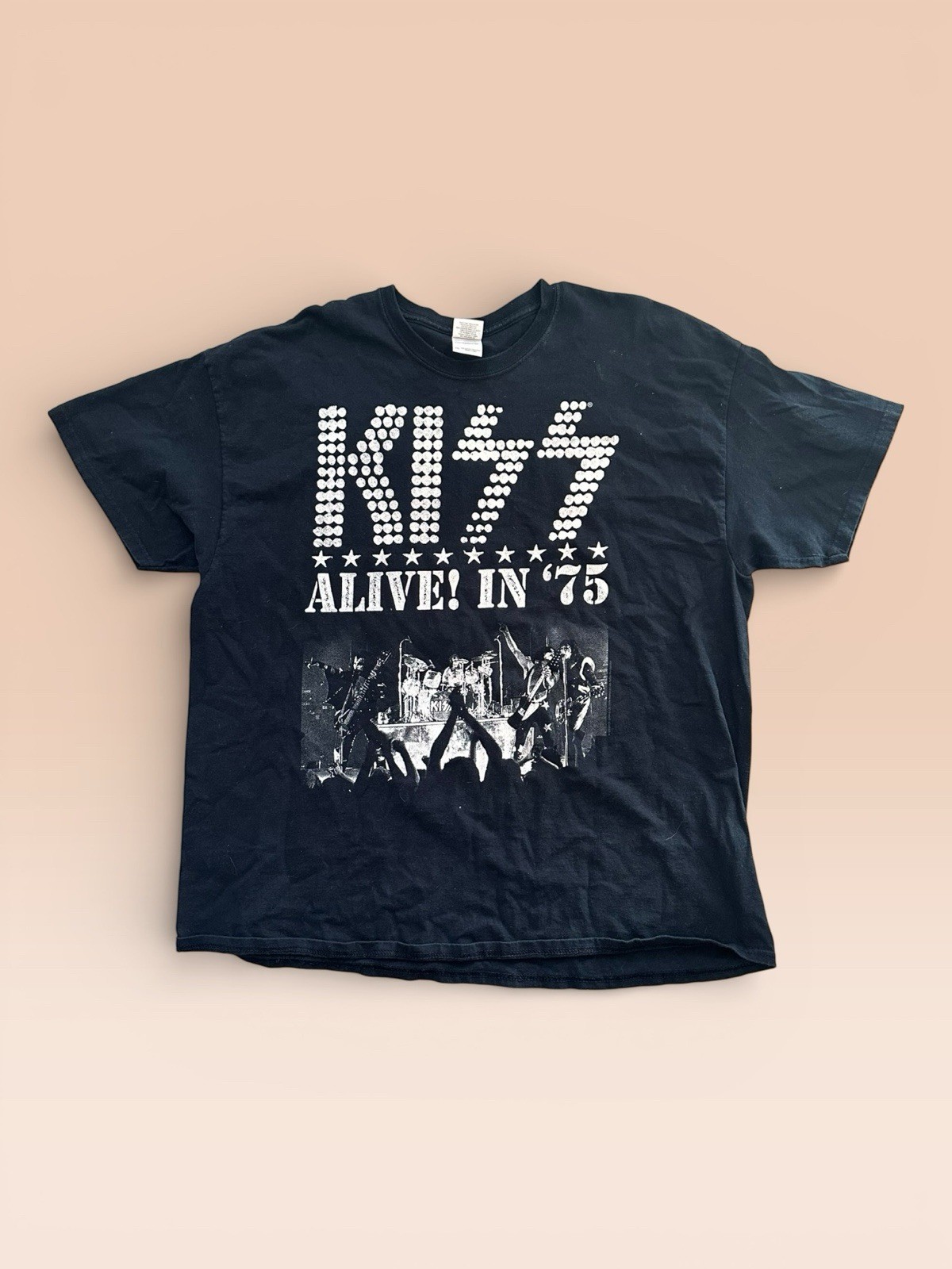 Vintage KISS Band Alive In 75 Rock & Roll All Night T Shirt Size 2XL Gildan Rare gallery