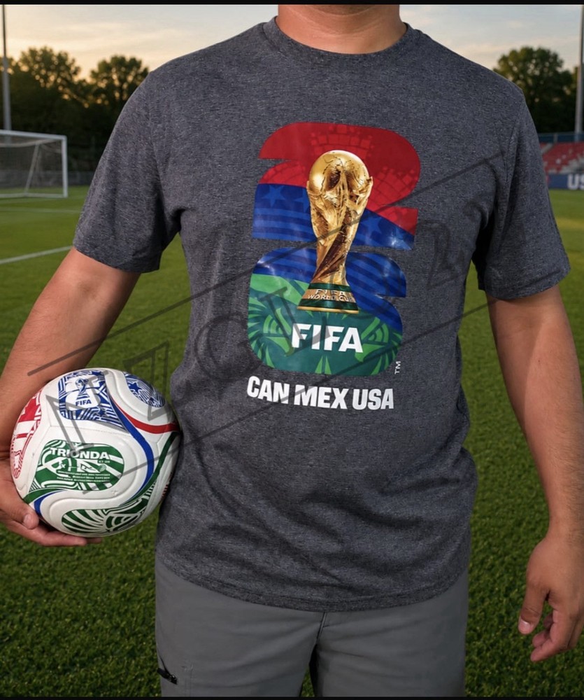 FIFA World Cup Men’s M Gray Graphic Print Logo Crew Neck Short Sleeve T-Shirt