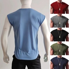 US Men Soild Color Round Neck Lightweight Tee Tops Gym Sports Workout Activewear