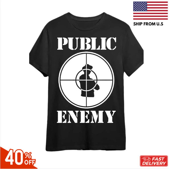 Public Enemy Logo Cotton T-Shirt | Large Men’s Pure Cotton Short Sleeved reprint