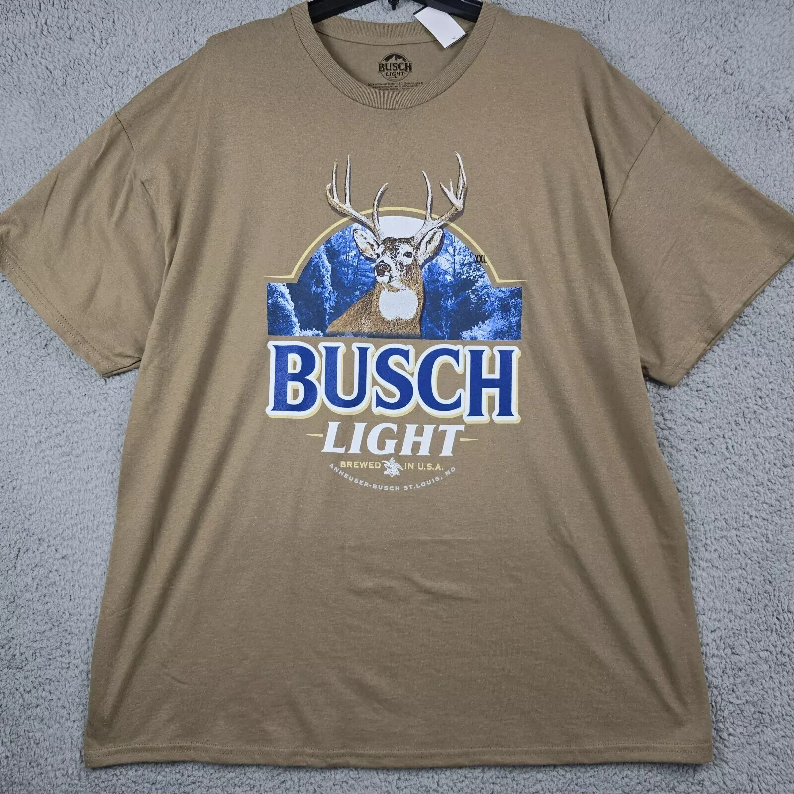 Busch Light Beer Shirt Mens 2XL XXL Brown Brew Hunting Casual Outdoor Logo NWT gallery