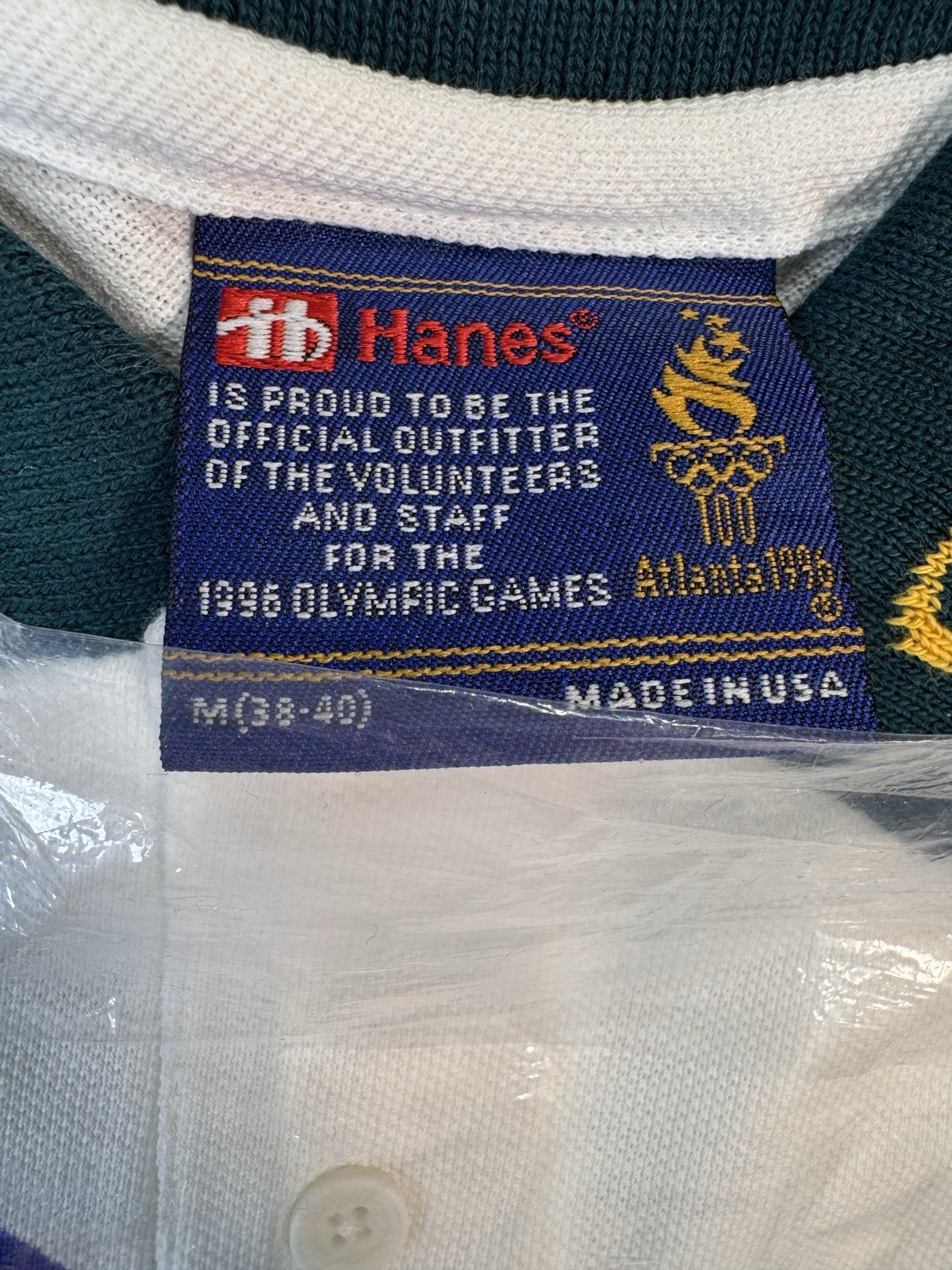1996 Atlanta Olympics Polo Collared Shirt Vintage Size Medium Hanes Made In USA gallery