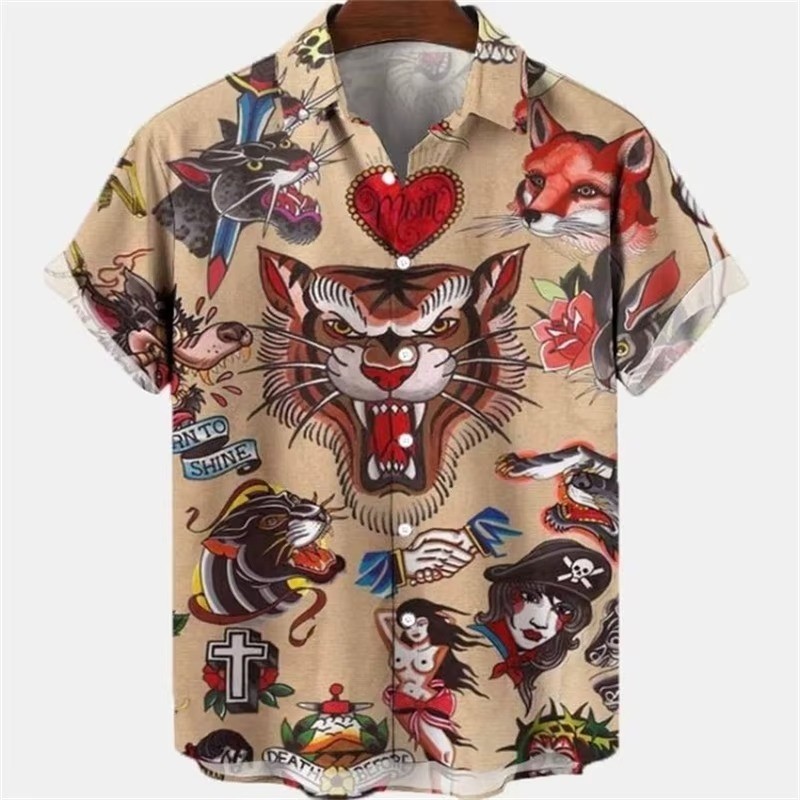 Mens Button Down Japanese Dragon Samurai Hawaiian Novelty Holiday Summer Shirt gallery