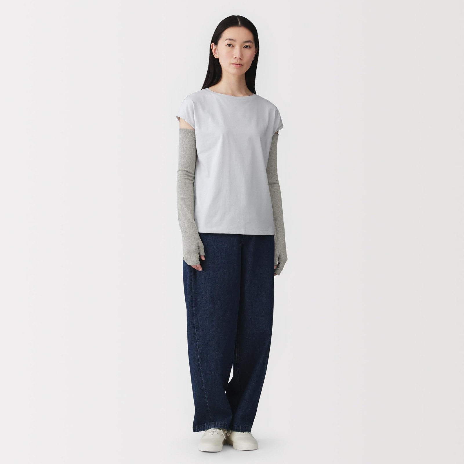 MUJI UV-cut high-twist cotton arm covers, long, unisex, adult, DC0DRA6S, gray, 9 gallery