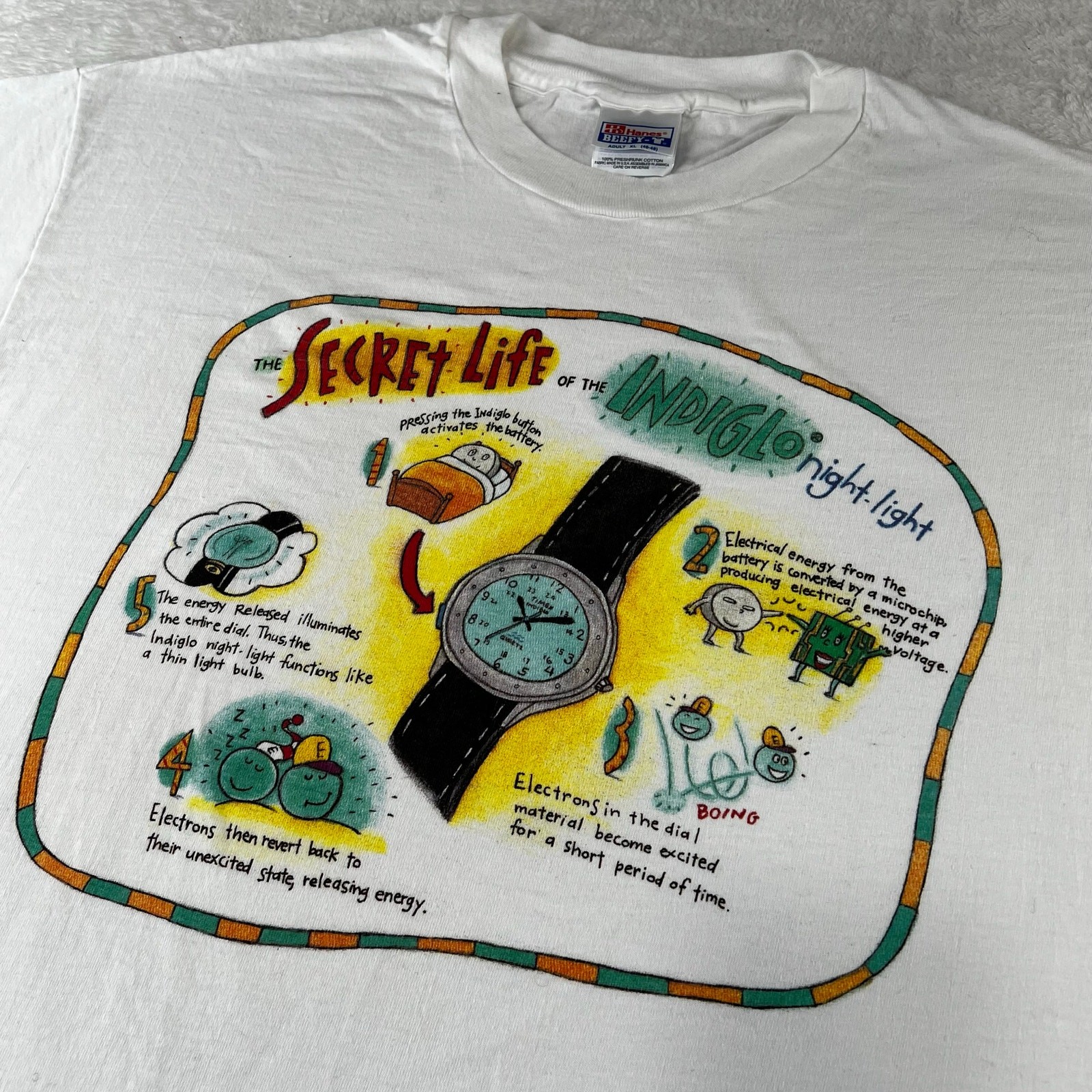 Timex Indiglo Watch Vintage Promo T-shirt Hanes tag size XL single stitch gallery