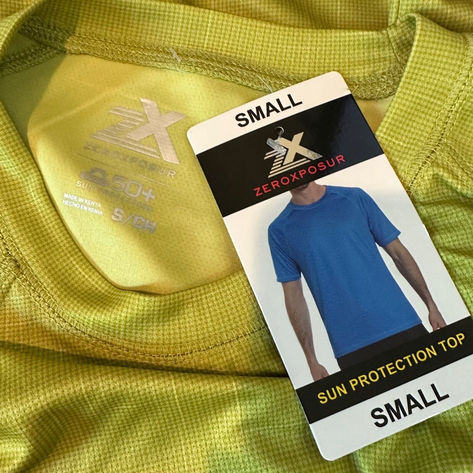 ZeroXposur Mens Size Small Sun Protection Top UPF 50+ Lime Green NEW NWT gallery